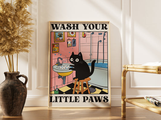 “Wash Your Little Paws” - Premium Cotton Canvas Wall Art