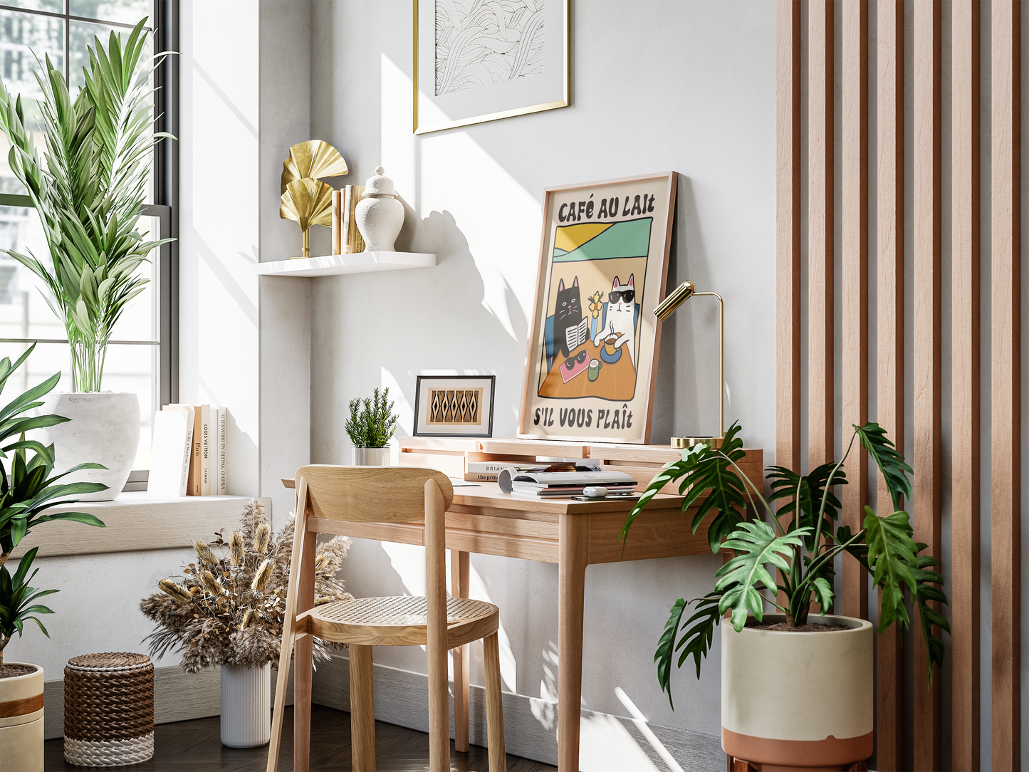 “Cafè Au Lait S'IL Vuos Plaît” - Premium Cotton Canvas Wall Art