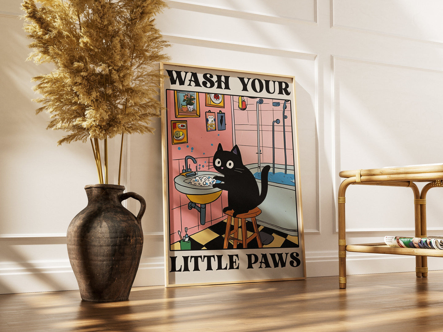 “Wash Your Little Paws” - Premium Cotton Canvas Wall Art