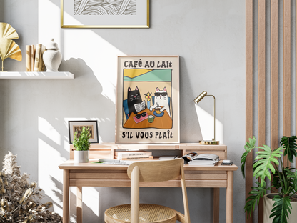 “Cafè Au Lait S'IL Vuos Plaît” - Premium Cotton Canvas Wall Art