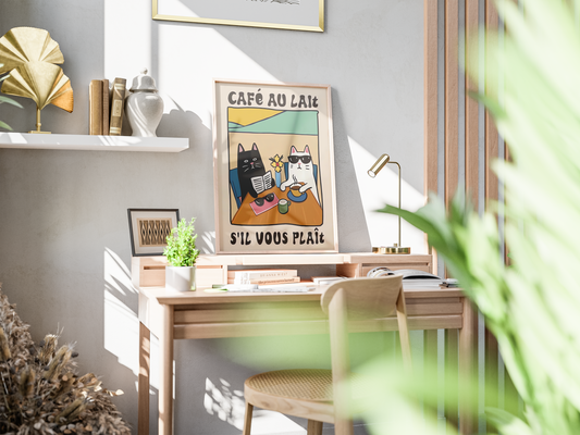 “Cafè Au Lait S'IL Vuos Plaît” - Premium Cotton Canvas Wall Art