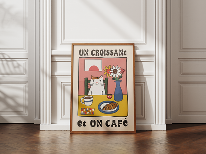“Un Croissant et Un Café” - Premium Canvas Wall Art