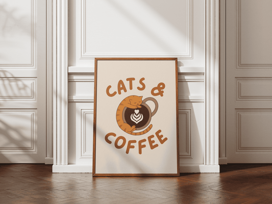 “Cats & Coffee” - Premium Cotton Canvas Wall Art