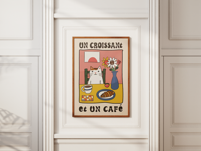 “Un Croissant et Un Café” - Premium Canvas Wall Art