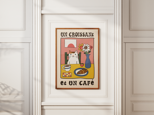 “Un Croissant et Un Café” - Premium Canvas Wall Art