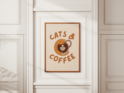 “Cats & Coffee” - Premium Cotton Canvas Wall Art