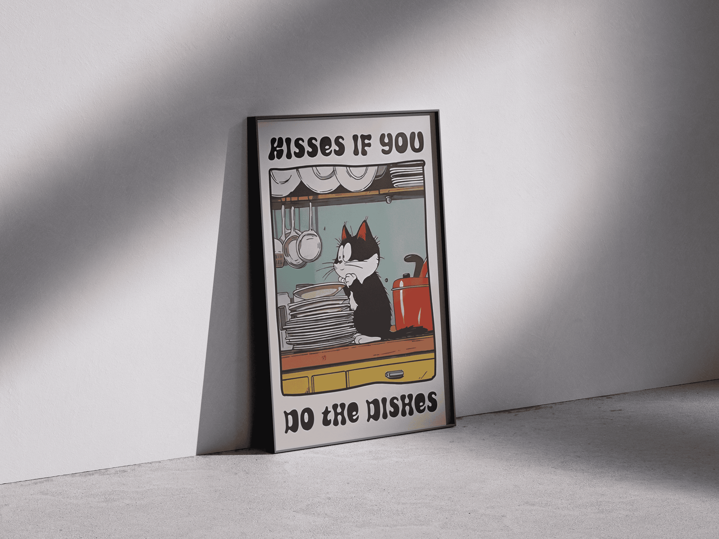 “Kisses If You Do the Dishes” - Premium Cotton Canvas Wall Art