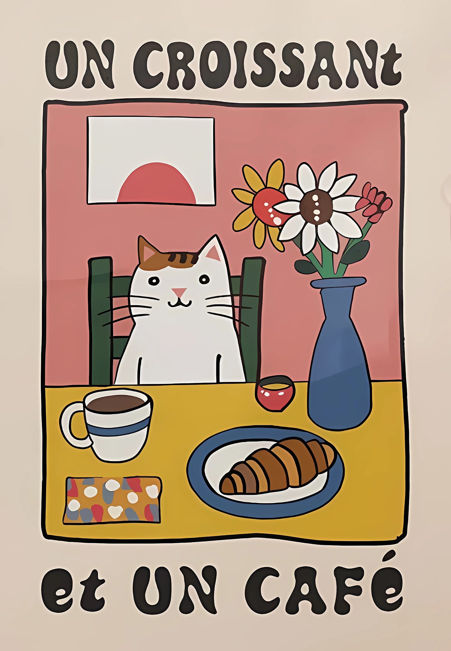 “Un Croissant et Un Café” - Premium Canvas Wall Art