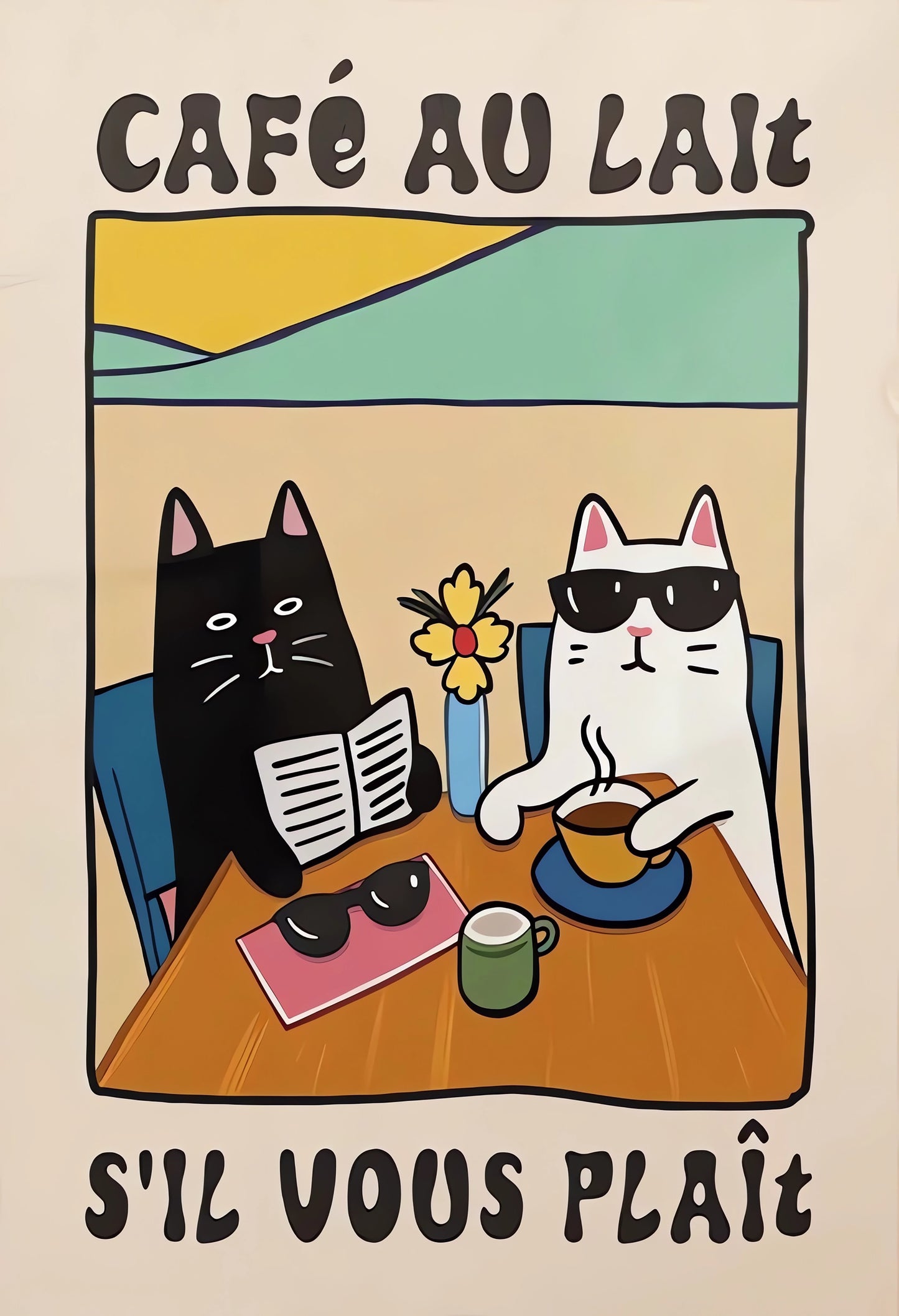 “Cafè Au Lait S'IL Vuos Plaît” - Premium Cotton Canvas Wall Art