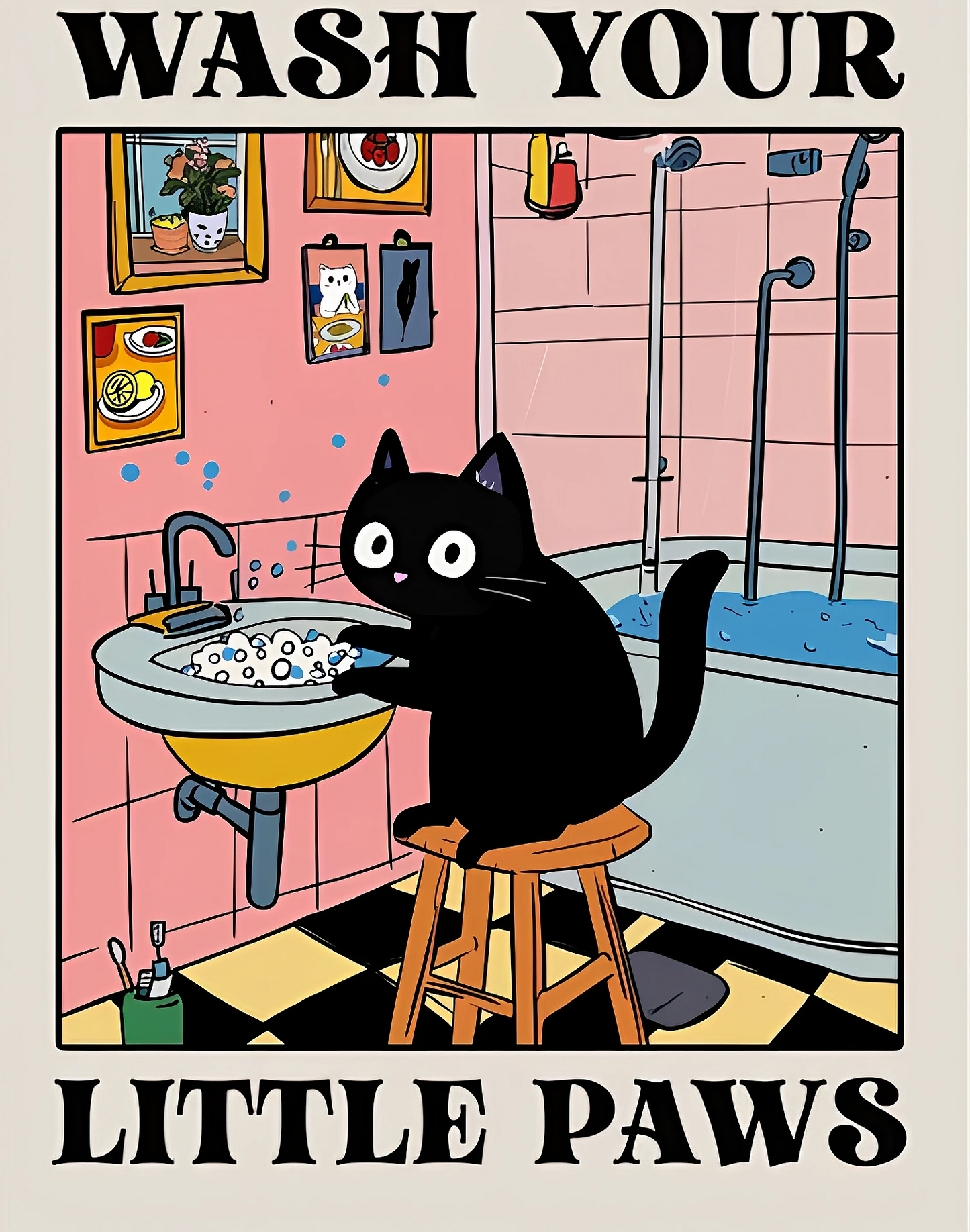 “Wash Your Little Paws” - Premium Cotton Canvas Wall Art